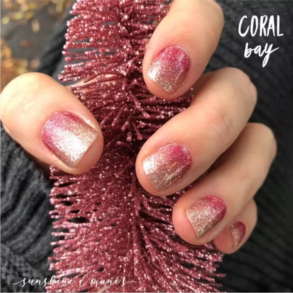 *Retired* Color Street: Coral Bay | Gold Pink Sparkles Glitter Summer Ombre - Picture 8 of 16
